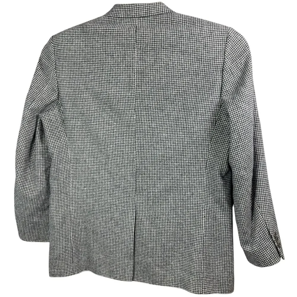 Eddie Bauer Mens Camel hair Blazer Houndstooth Sport Coat 46R VTG Jacket 90s